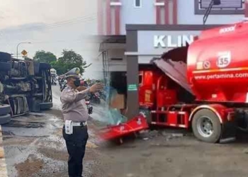 Truk Tangki BBM Pertamina Terguling di Cirebon, di Tasikmalaya Seruduk Klinik Kesehatan