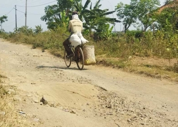Tunggu Perbaikan, Jalan Poros Desa Tawangsari Cirebon Rusak Parah