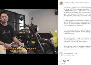 Omesh Lelang Motor Antik untuk Bantu Palestina, Hanya 1000 Unit di Dunia, Harga Bisa Nego