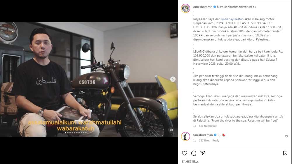 Omesh Lelang Motor Antik untuk Bantu Palestina, Hanya 1000 Unit di Dunia, Harga Bisa Nego