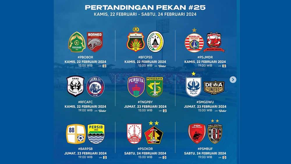 Liga 1 Kembali Digelar Setelah Jeda Pemilu 2024, Persaingan Runner Up di Pekan 25