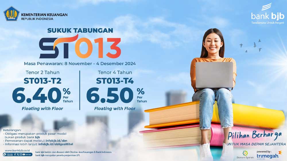 Bank bjb Tawarkan SBN Ritel ST013 dengan Imbal Hasil Hingga 6,50%